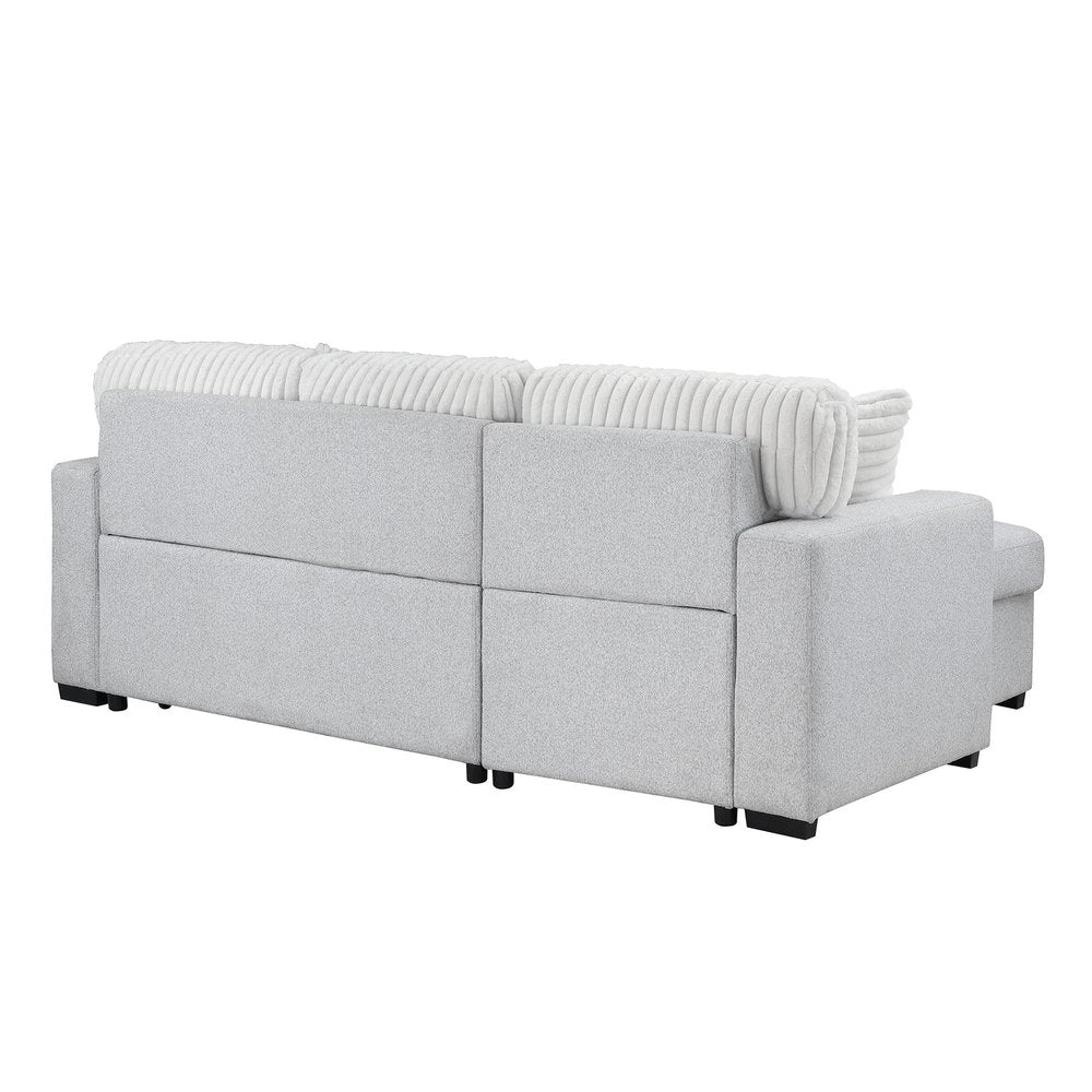 92" Gray Sleeper Sofa with Chaise
