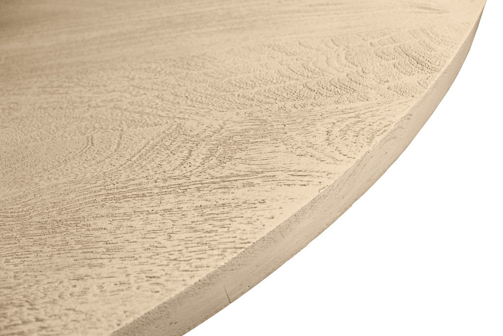 60" Natural Brown Mango Wood Mid-Century Round Table