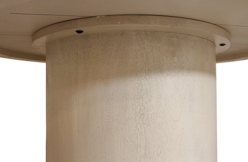 60" Natural Brown Mango Wood Mid-Century Round Table