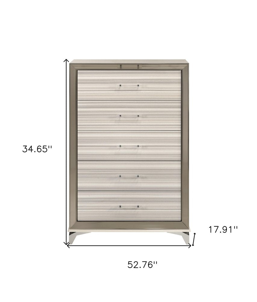 53" White and Silver Wood and Metal Vertical Dresser