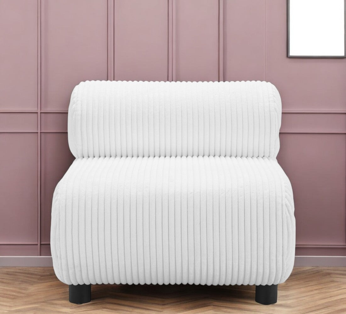 30" White and Black Corduroy Side Chair