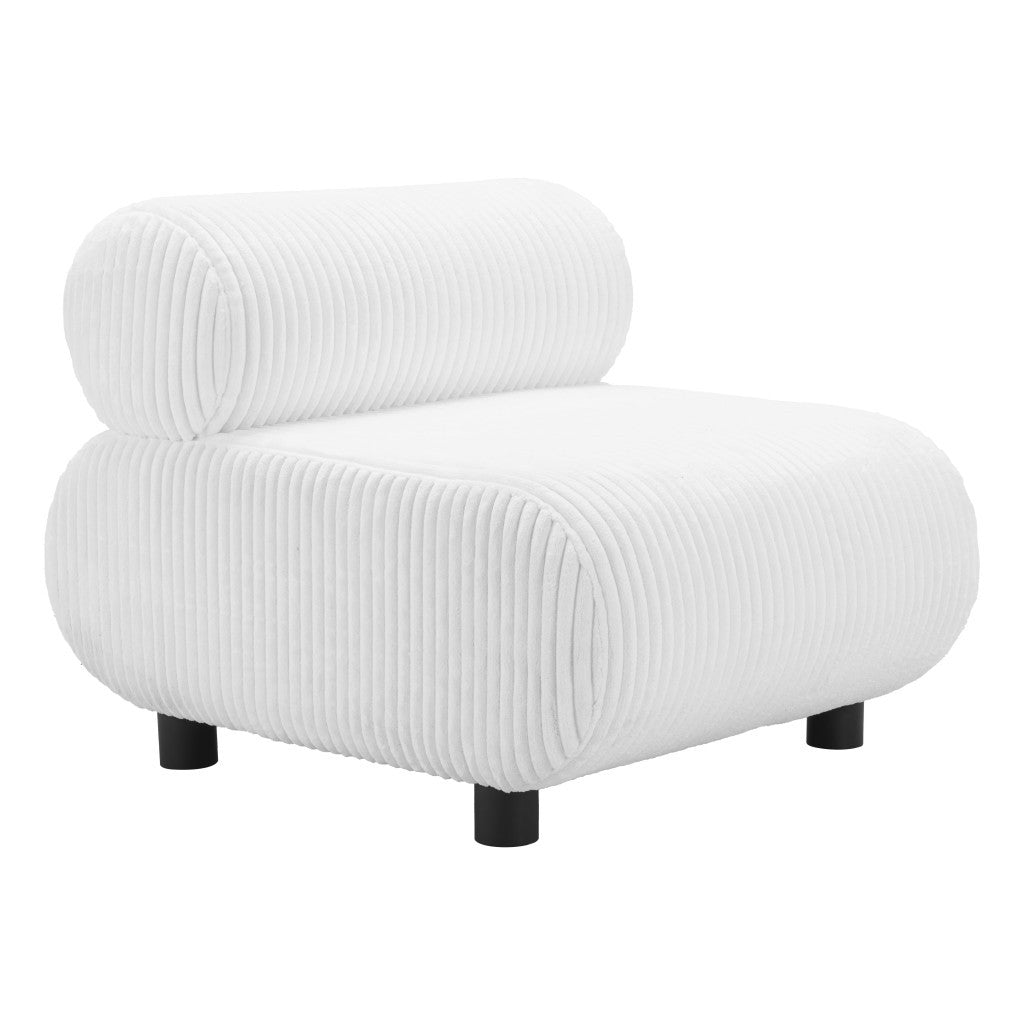 30" White and Black Corduroy Side Chair
