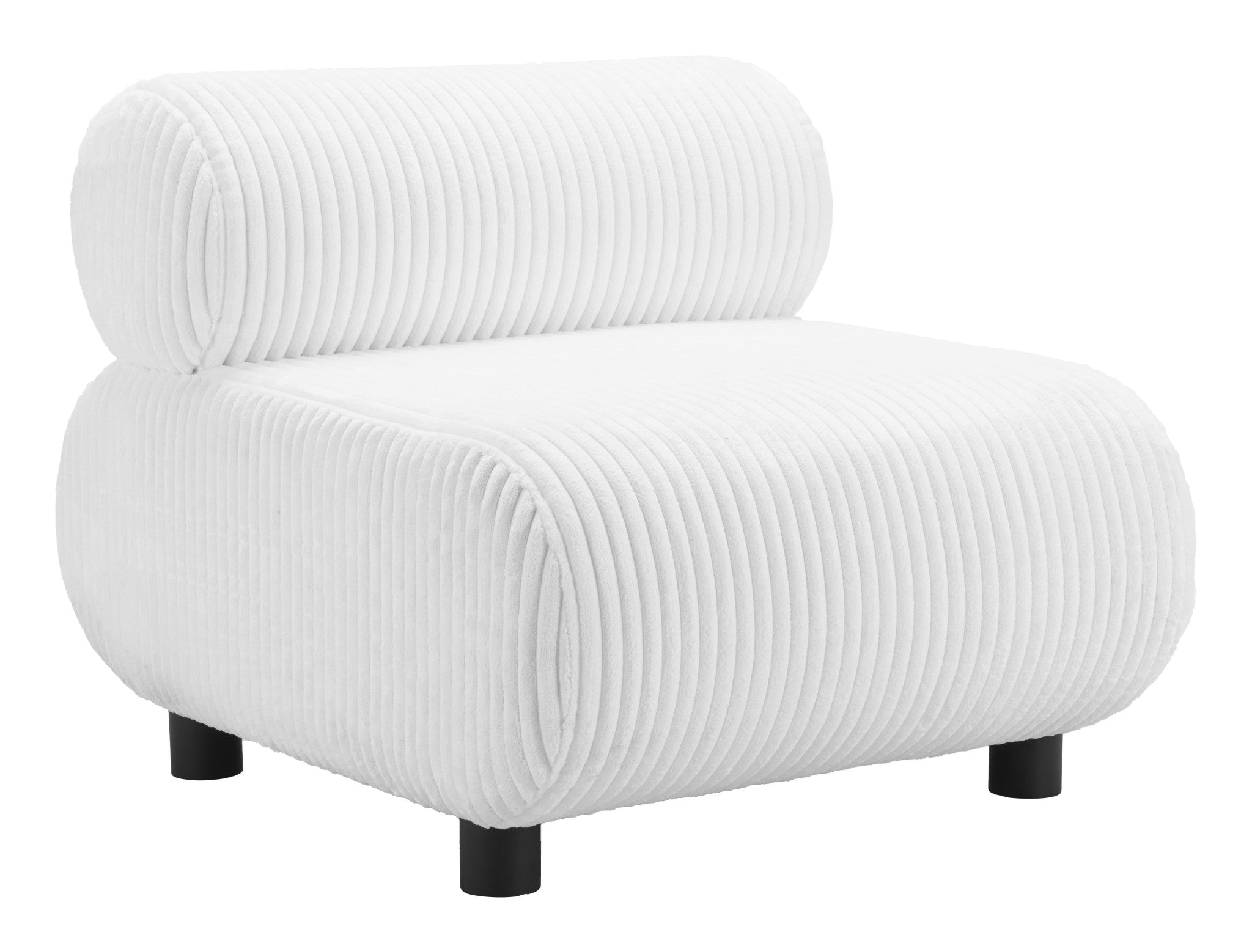 30" White and Black Corduroy Side Chair