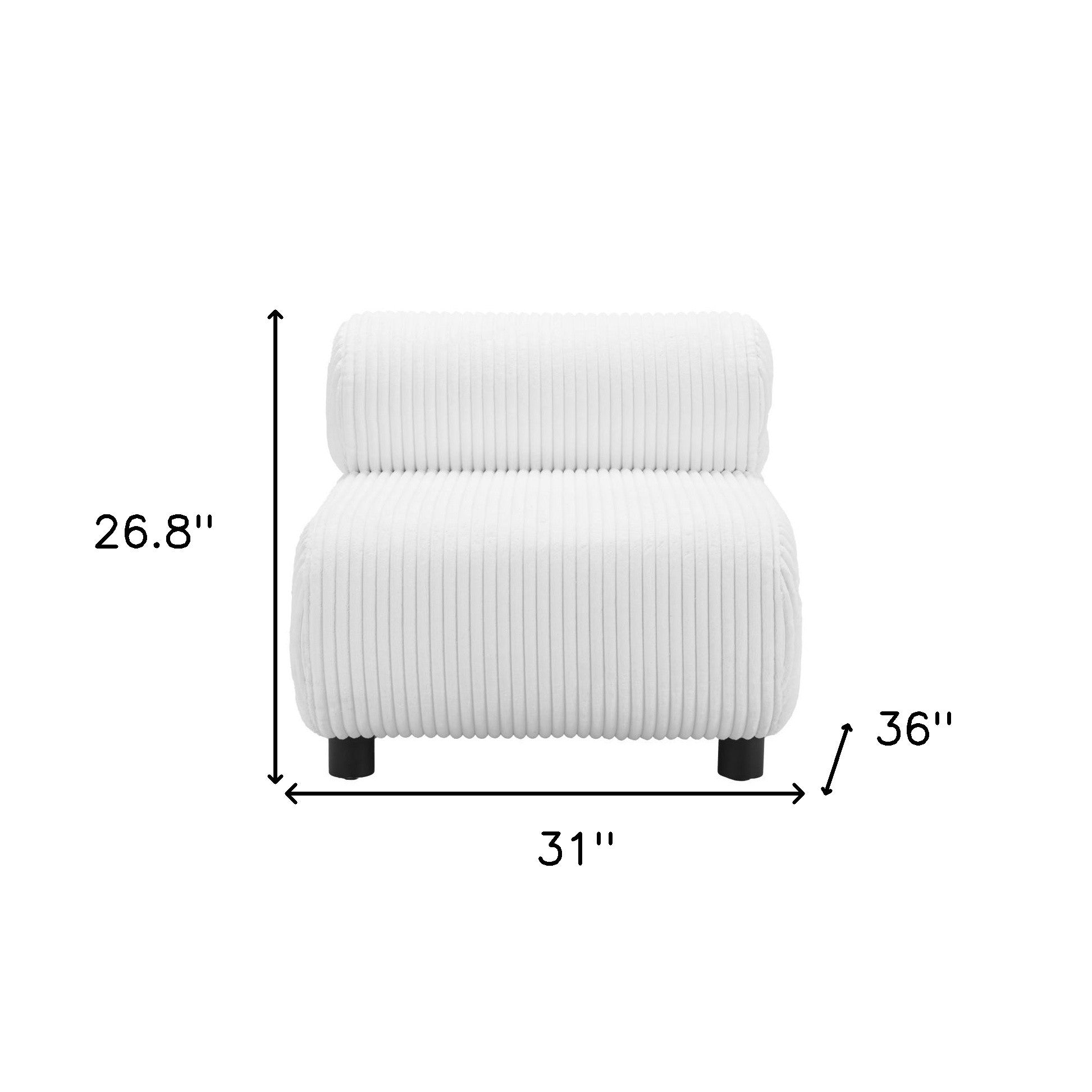 30" White and Black Corduroy Side Chair