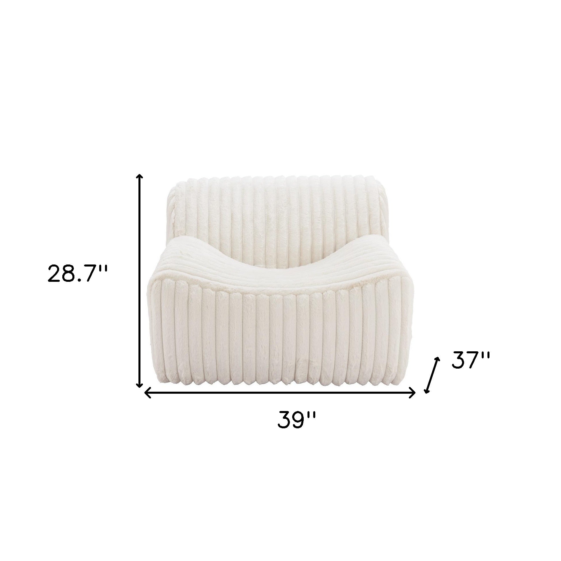 39" Cream Corduroy Armless Chair