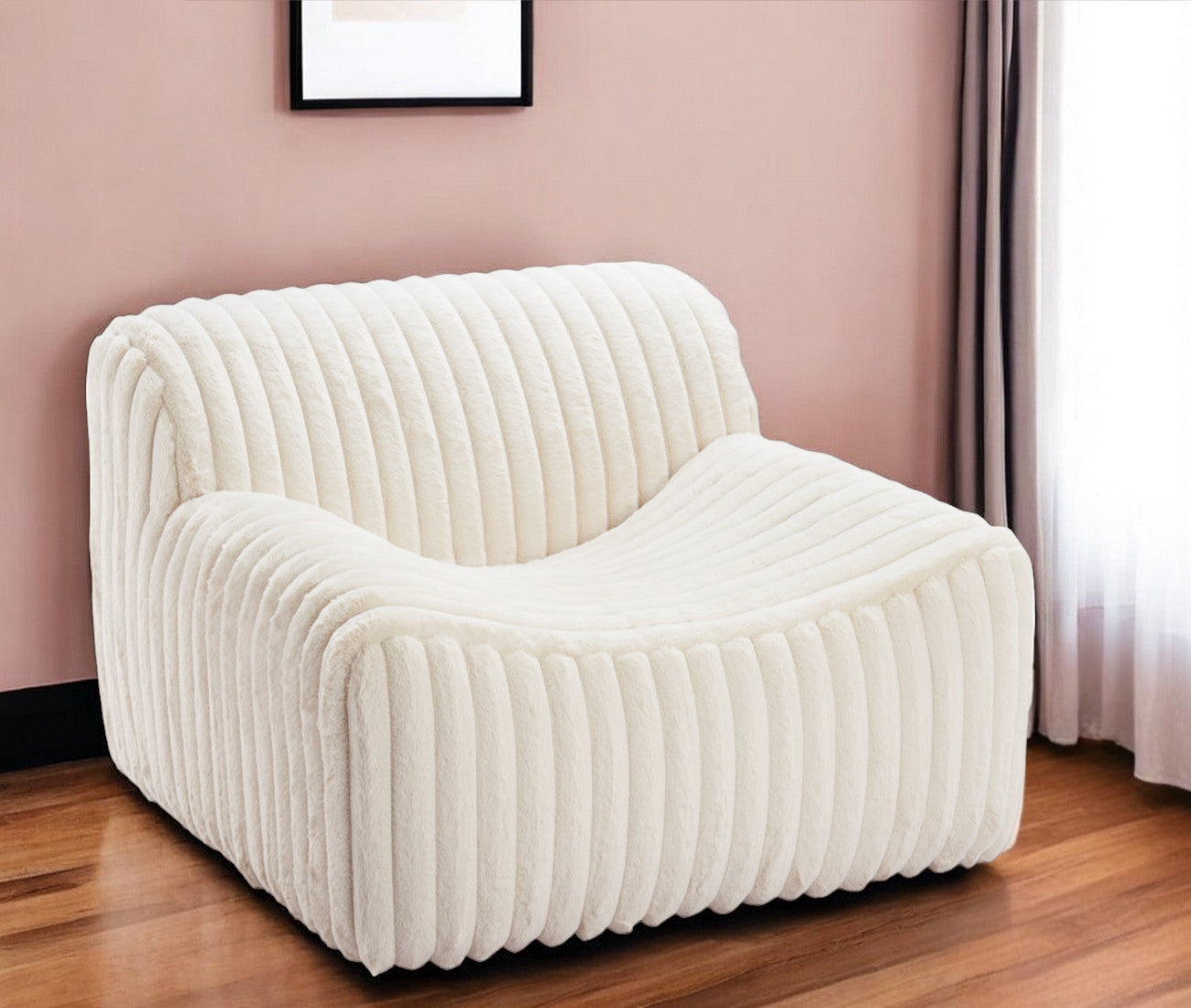 39" Cream Corduroy Armless Chair