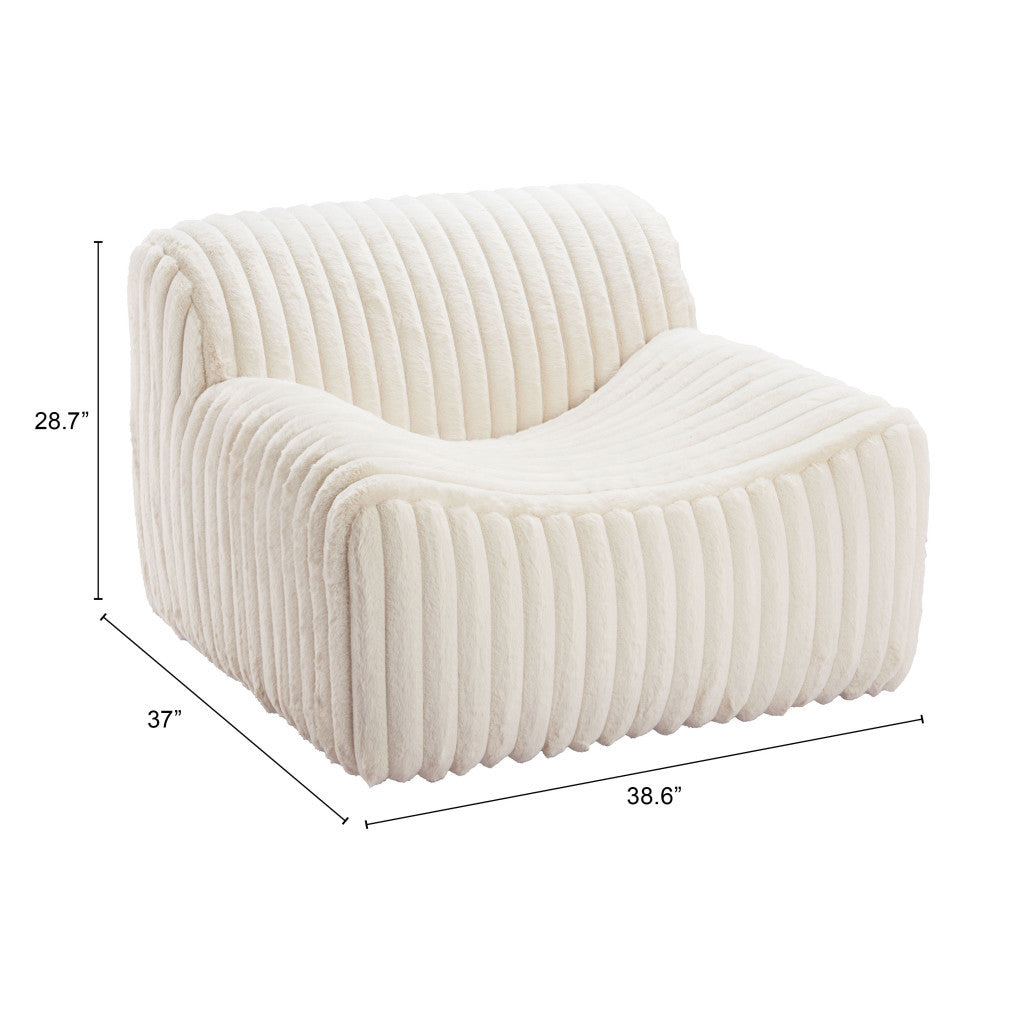 39" Cream Corduroy Armless Chair
