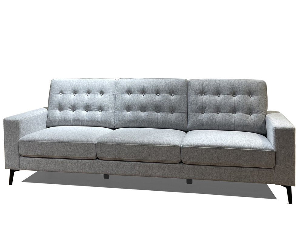 87" Gray Button Tufted Mid-Century Sofa