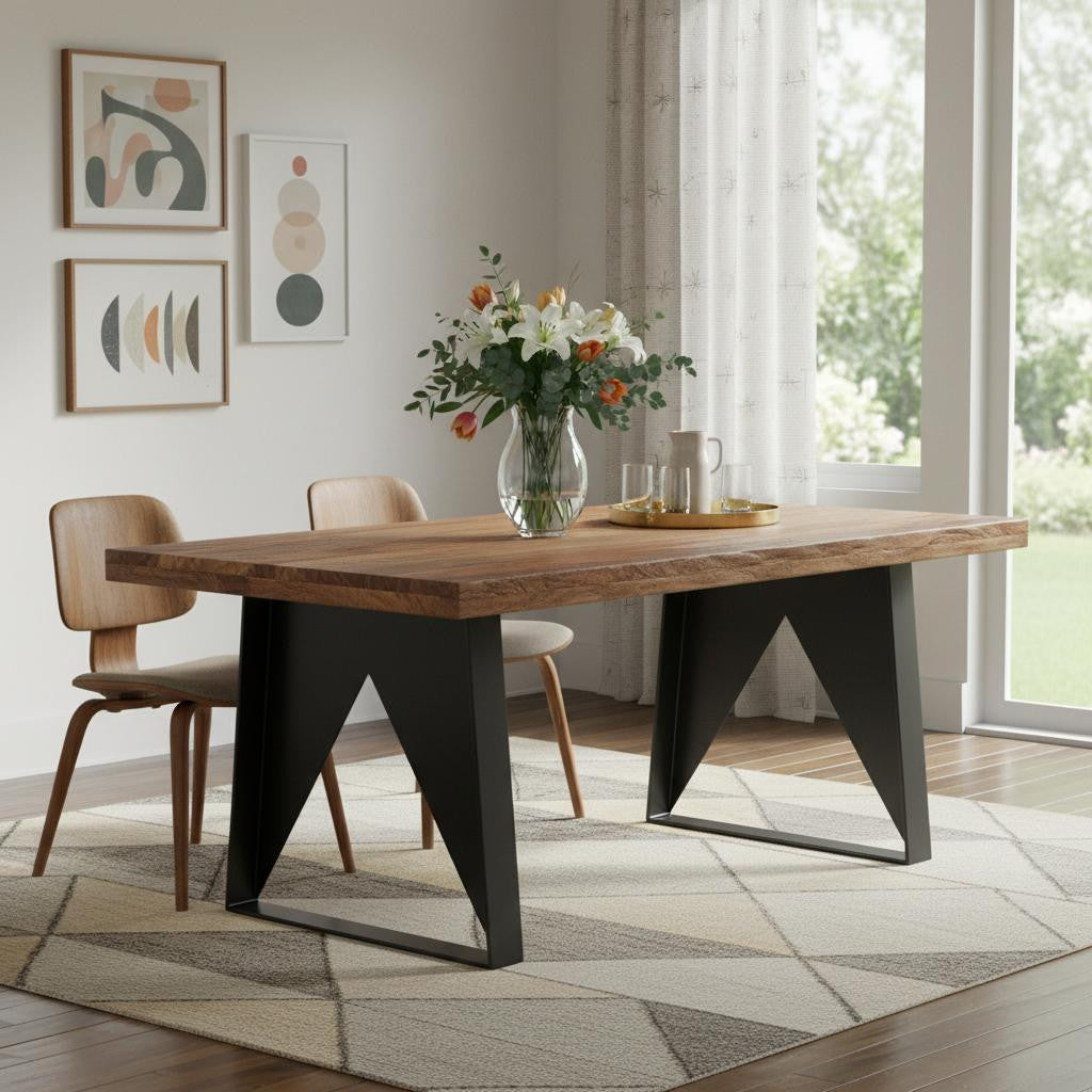 80" Brown and Black Wood Live Edge Dining Table