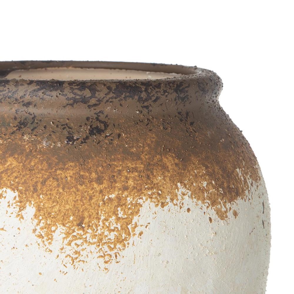 10" Brown and White Ceramic Round Jug Vase