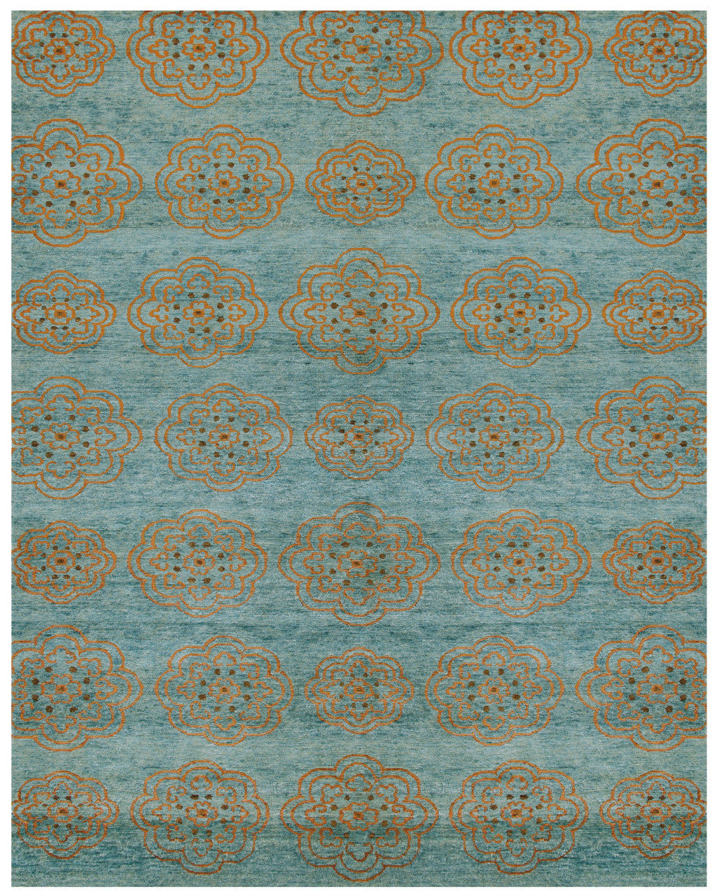 Green and Blue Floral Area Rug