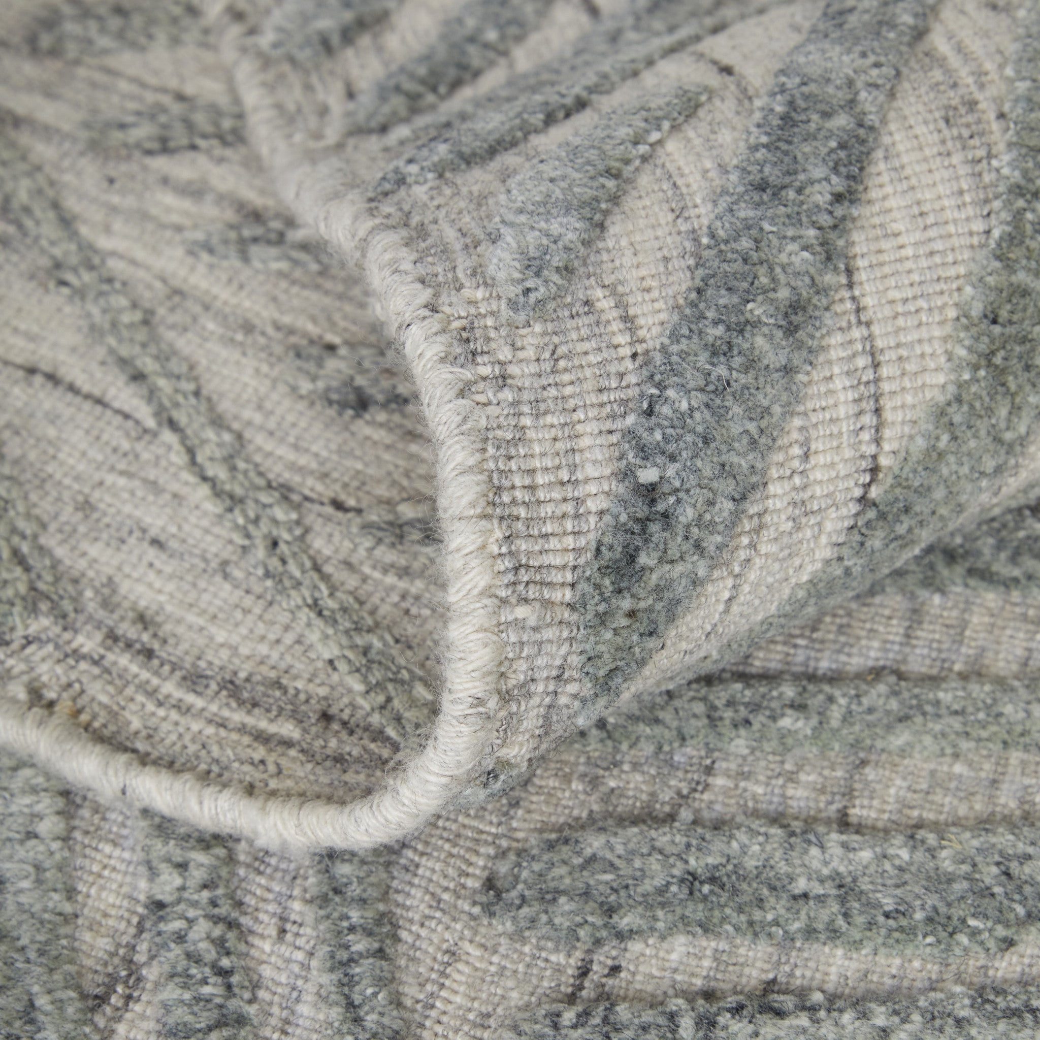 Green "Rake" Hand Woven Rug