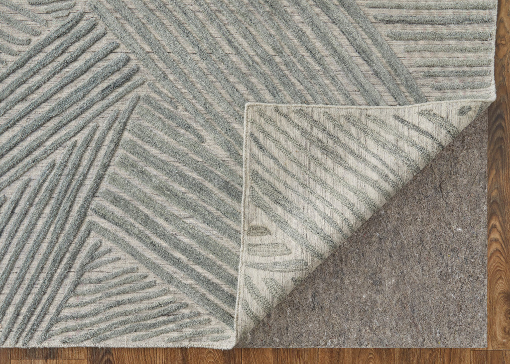 Green "Rake" Hand Woven Rug