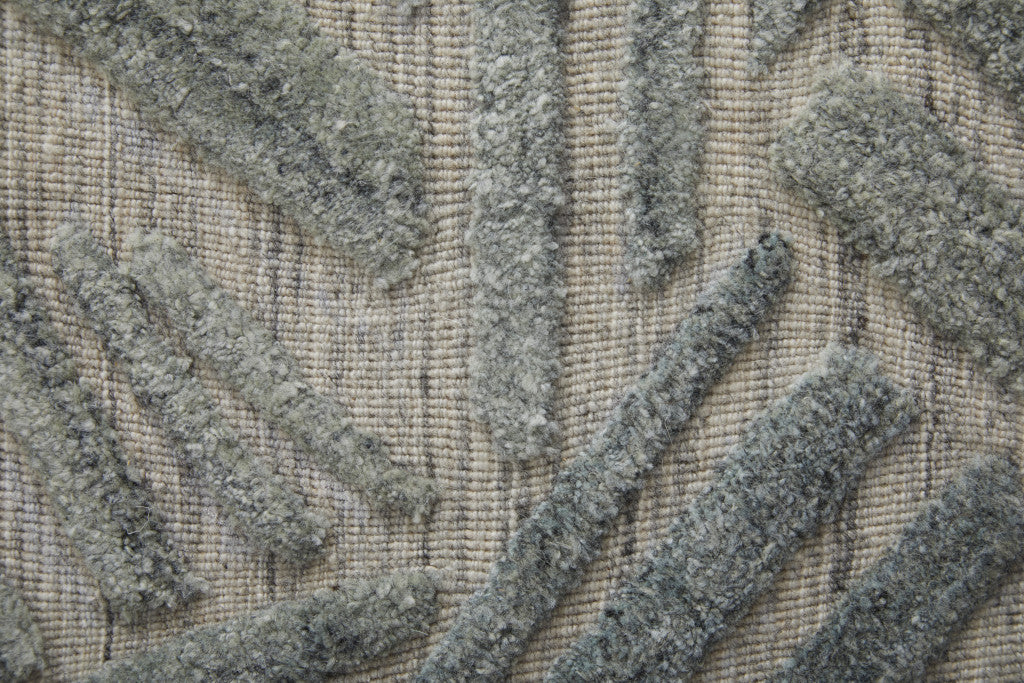 Green "Rake" Hand Woven Rug