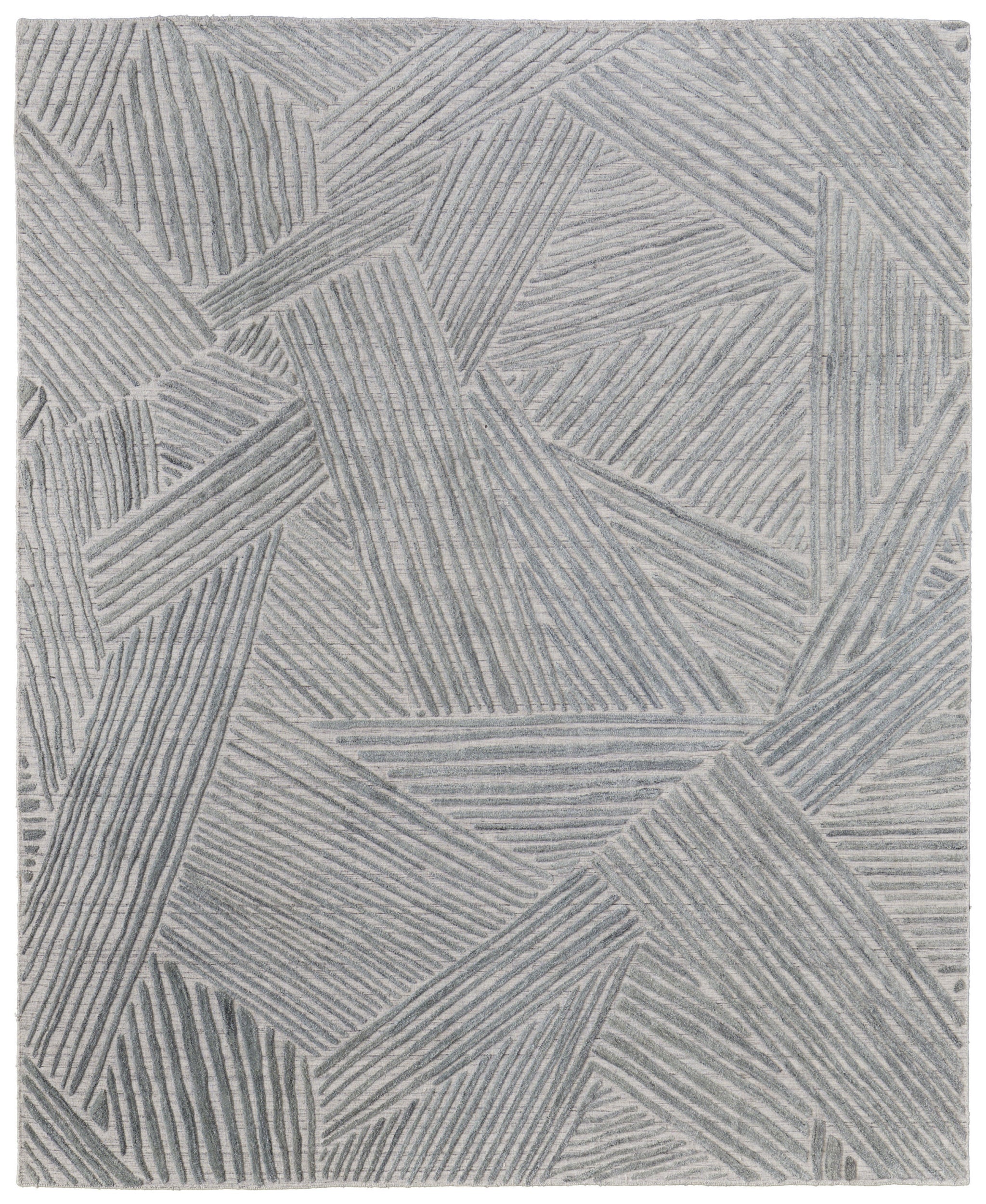 Green "Rake" Hand Woven Rug
