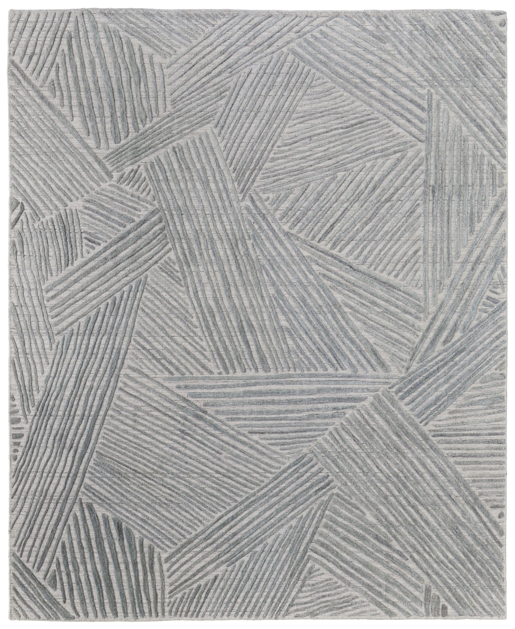 Green "Rake" Hand Woven Rug