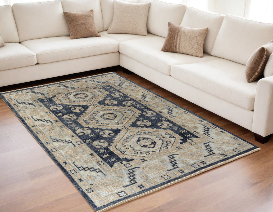 Geometric Oriental Medallion Area Rug
