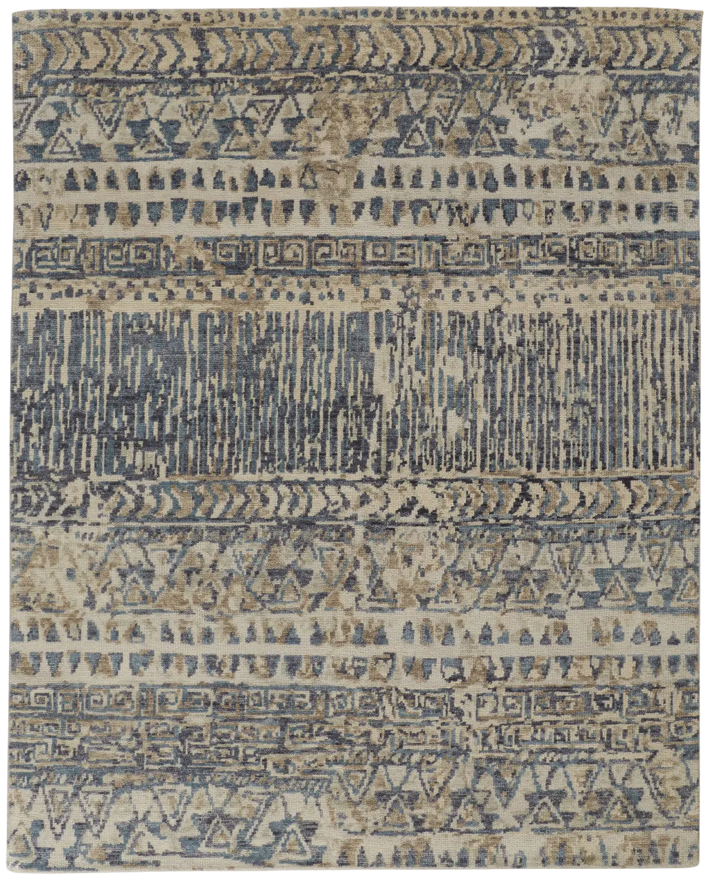 Beige, Blue, and Gray Lodge Rug