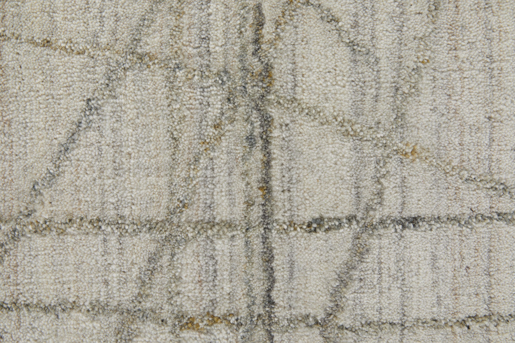 White and Gray Scribble Lines Geometric Area Rug