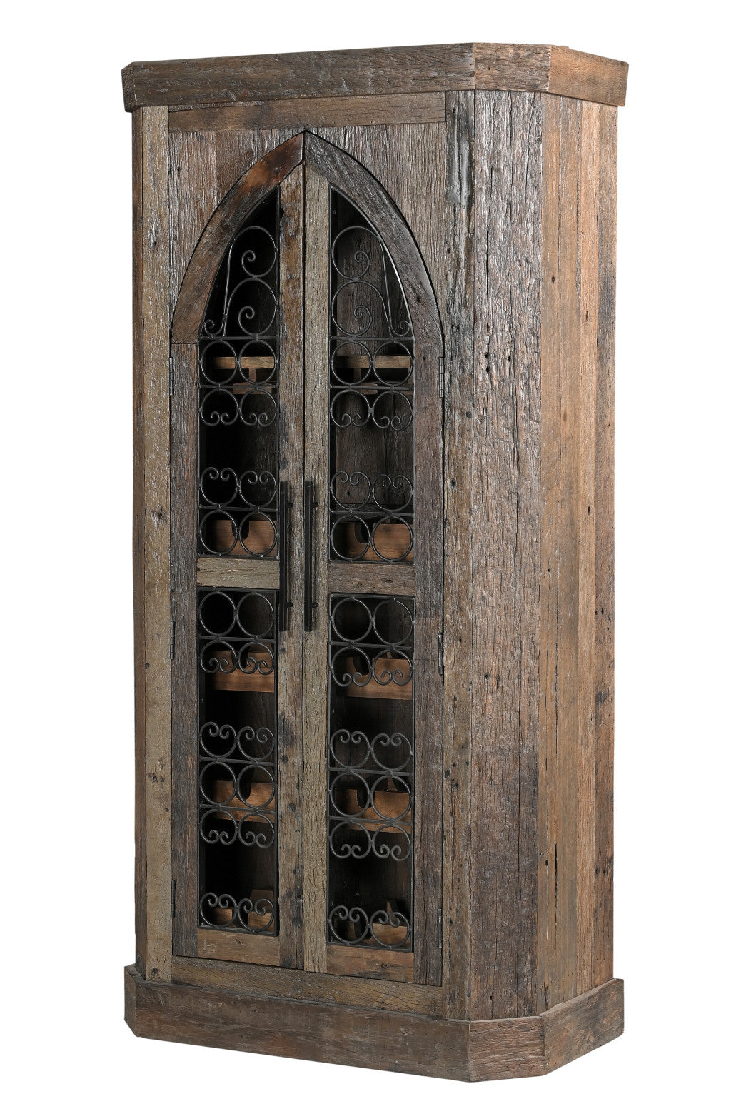 36" Brown Wood Arch Wine Cabinet