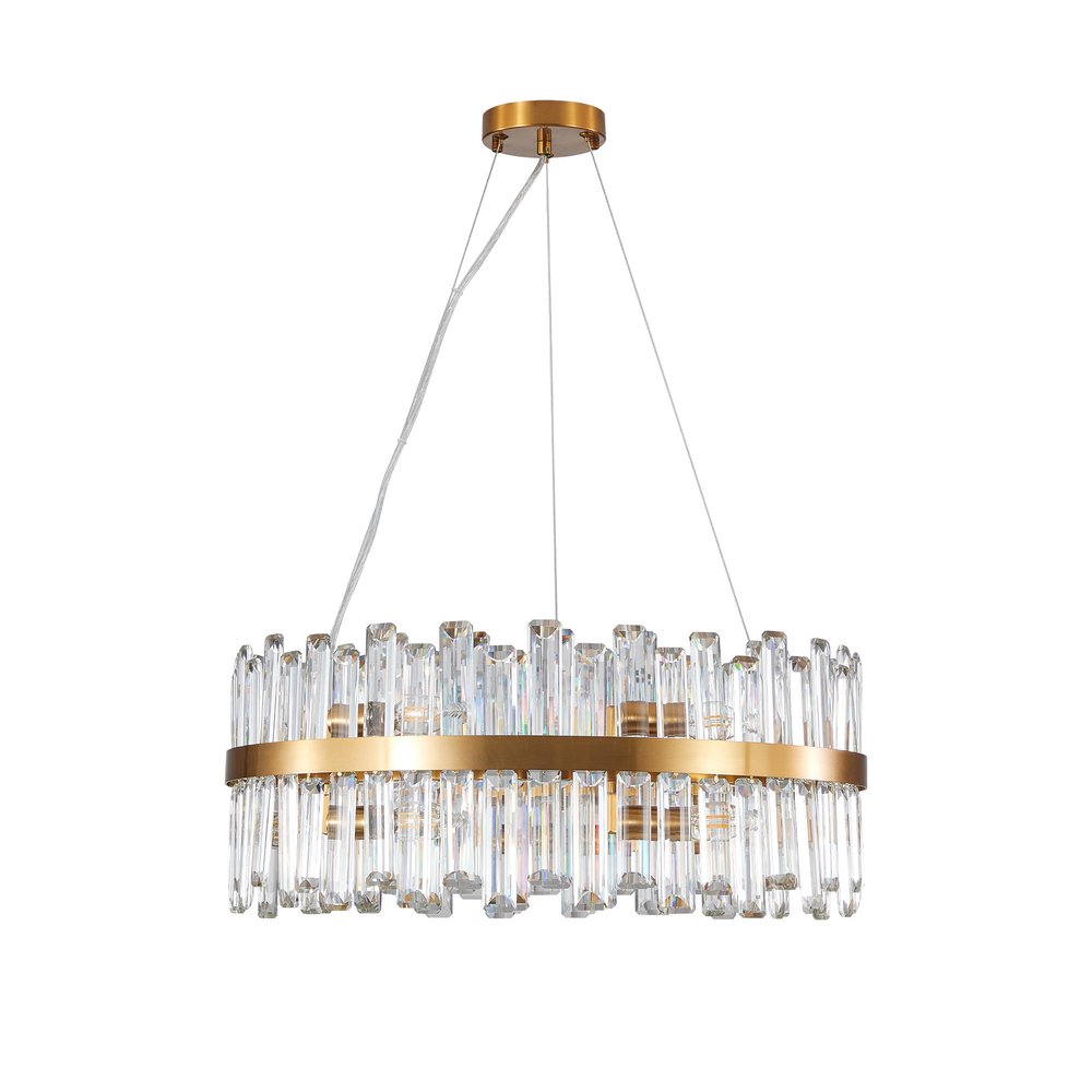 24" Gold Band and Glass Art Deco Chandelier