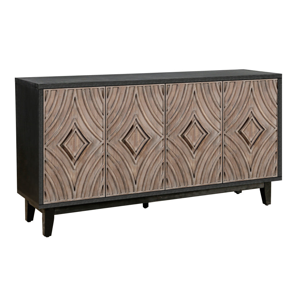60" Brown and Black Diamond Sideboard