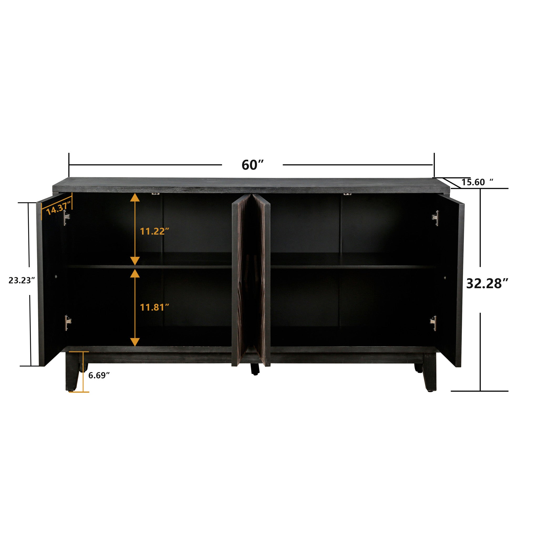 60" Brown and Black Diamond Sideboard