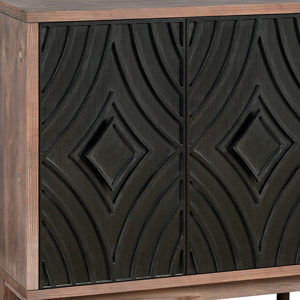 60" Brown and Black Diamond Sideboard