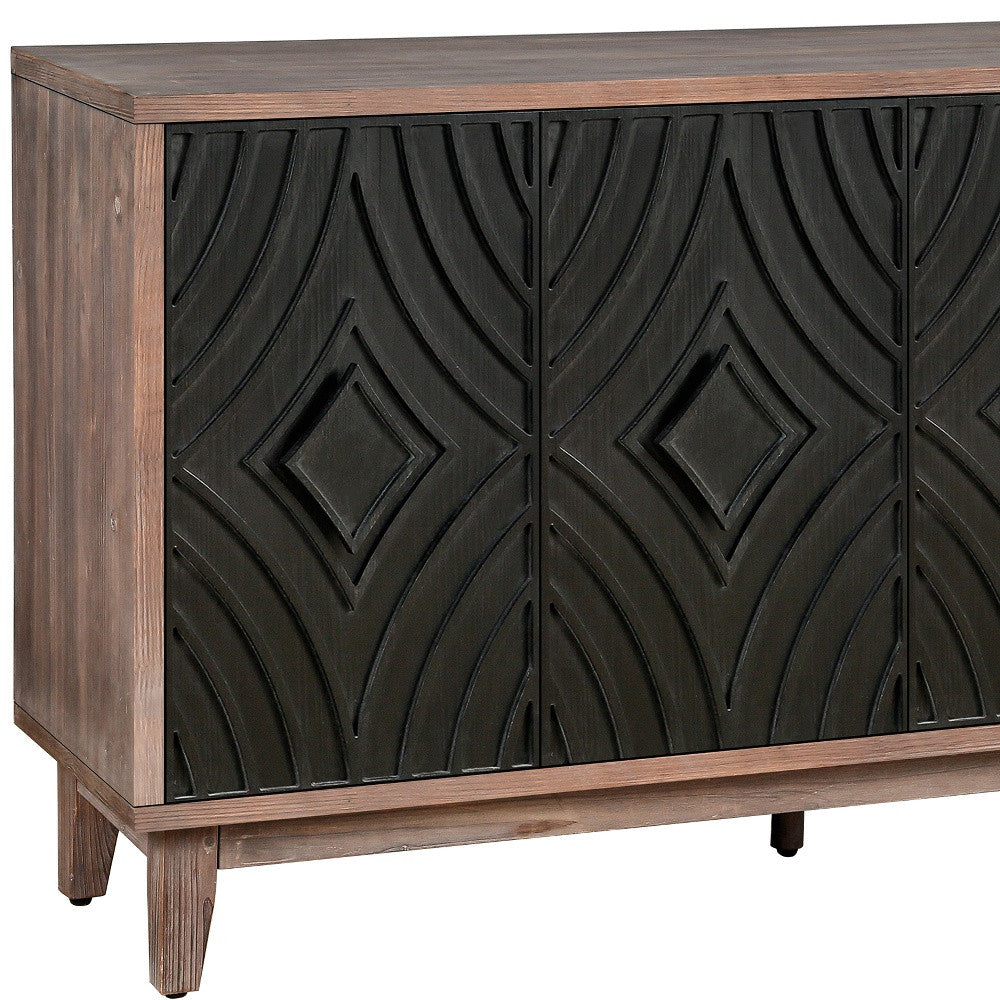 60" Brown and Black Diamond Sideboard