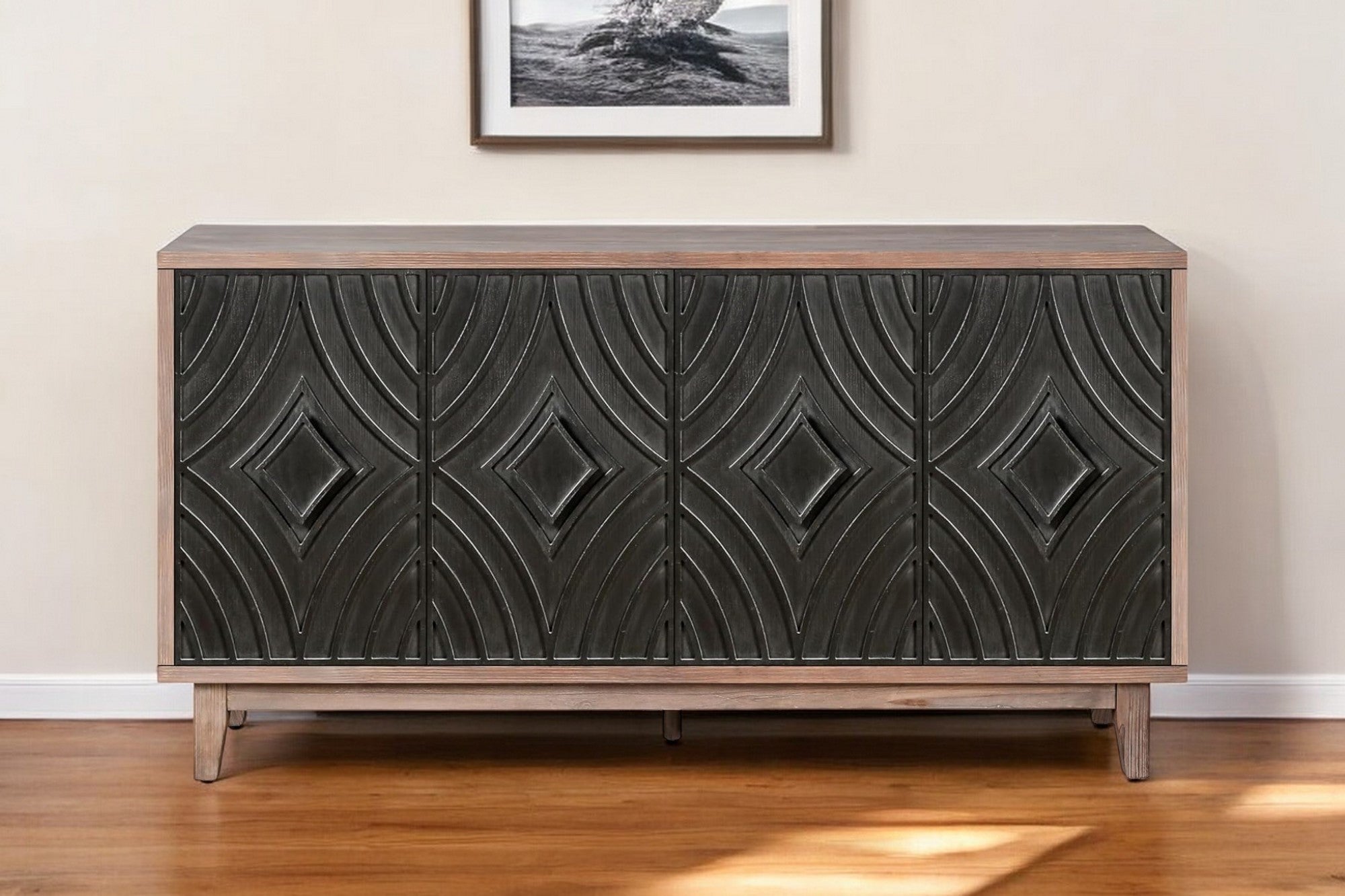 60" Brown and Black Diamond Sideboard