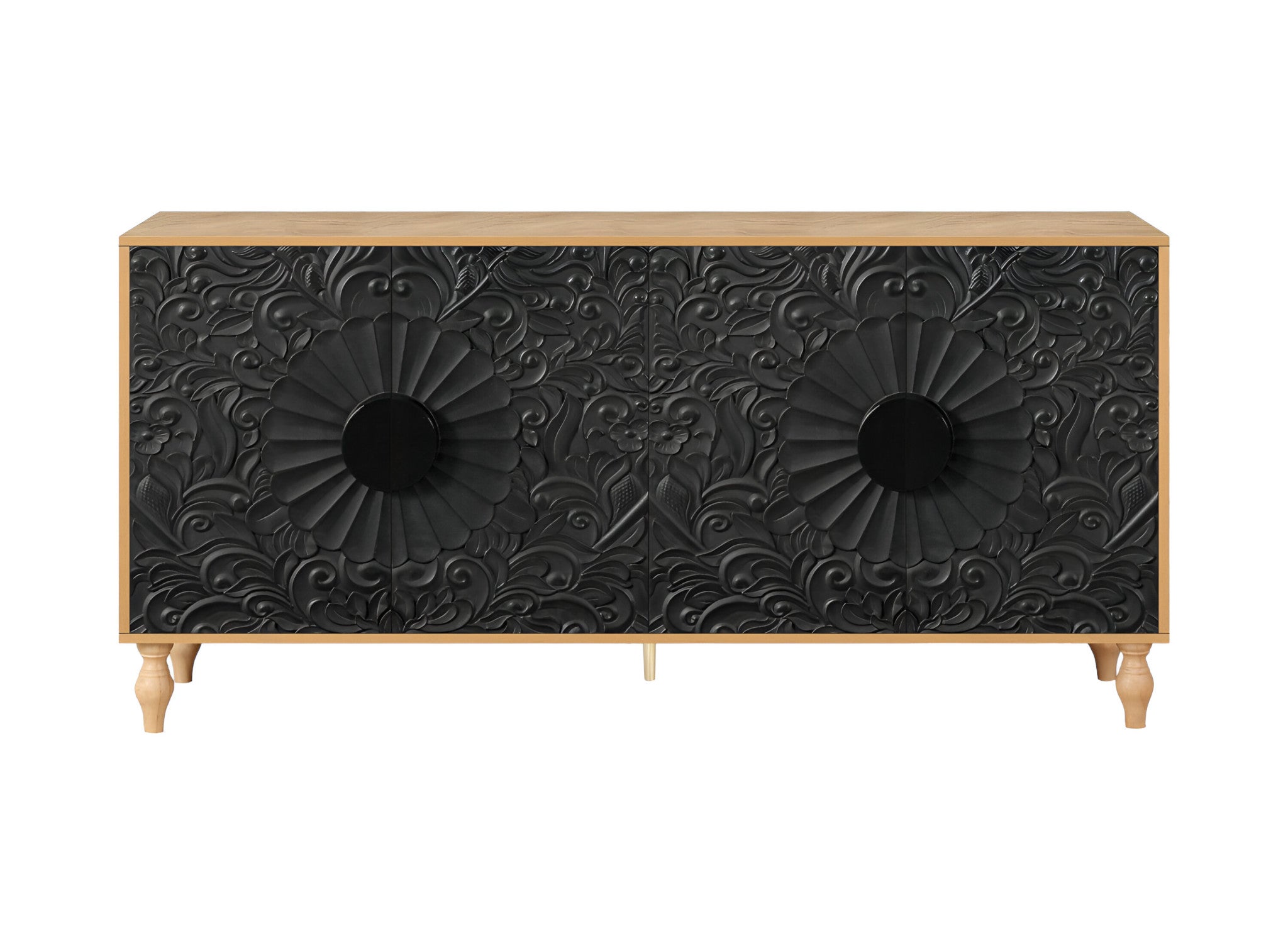 68" Wood Floral Sideboard