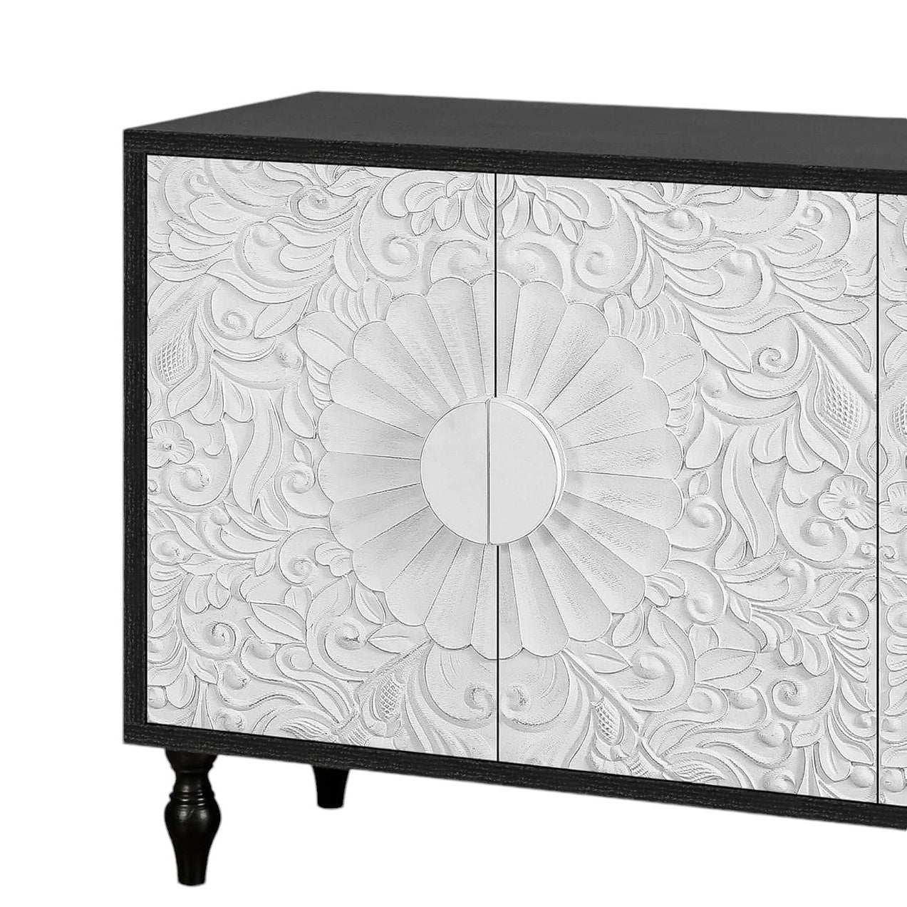 68" Wood Floral Sideboard