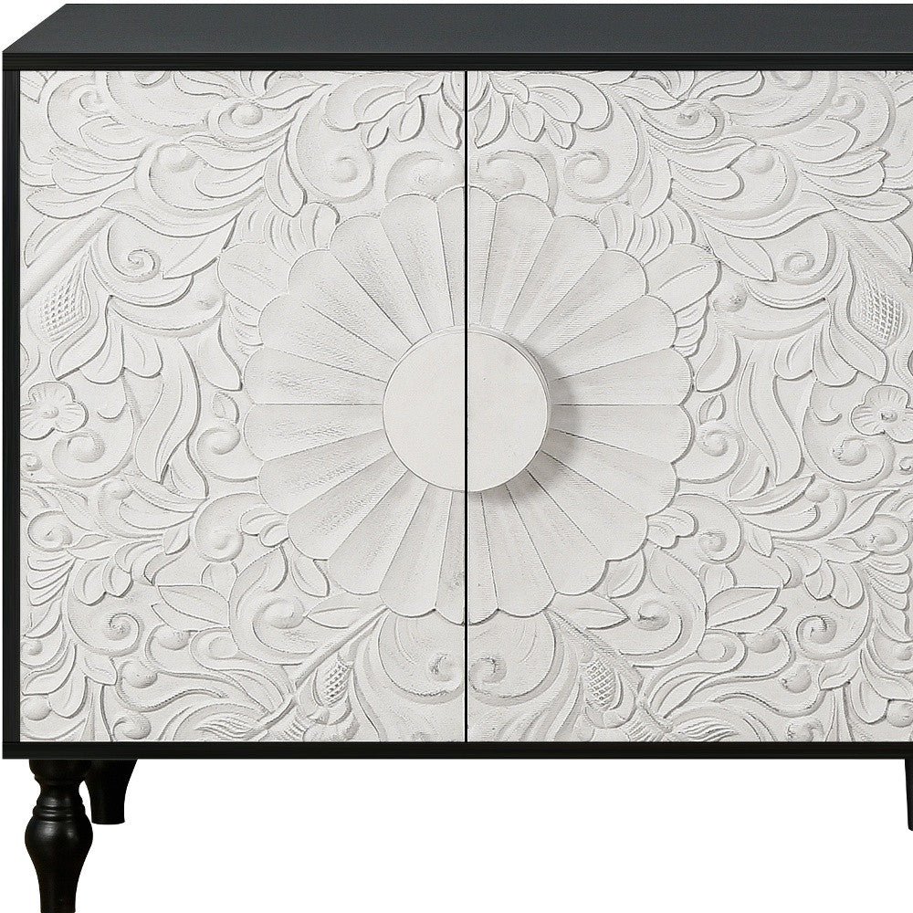 68" Wood Floral Sideboard