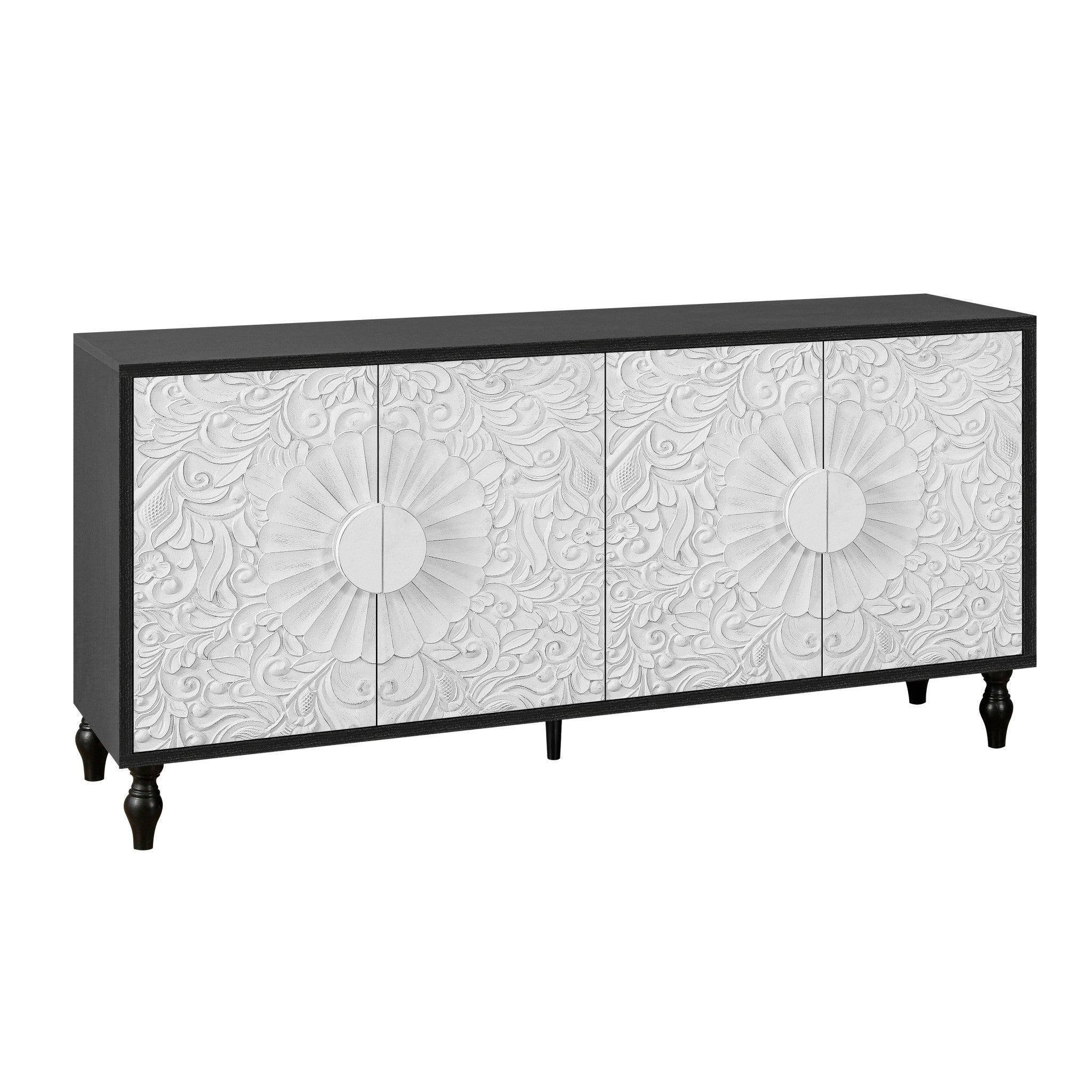68" Wood Floral Sideboard