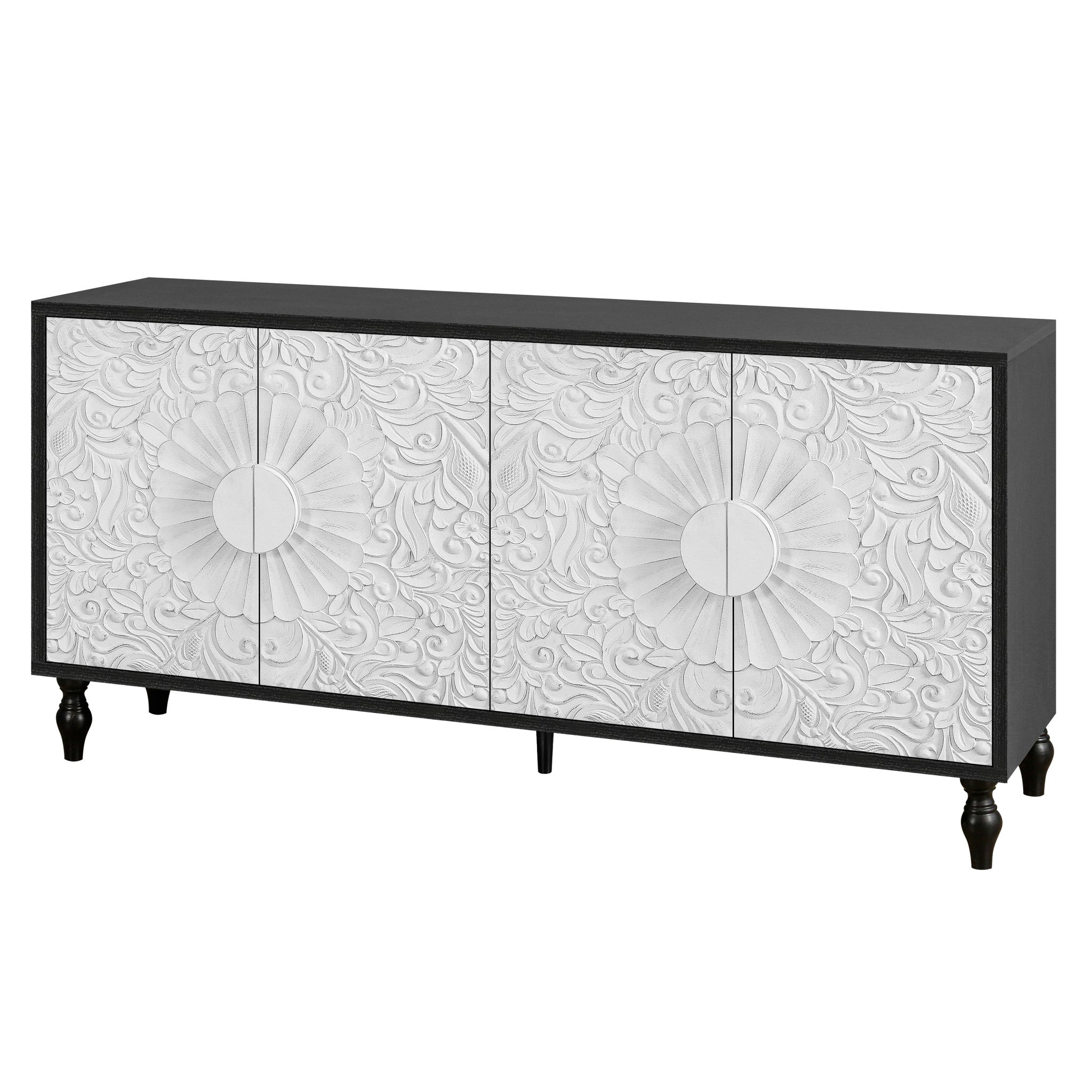 68" Wood Floral Sideboard