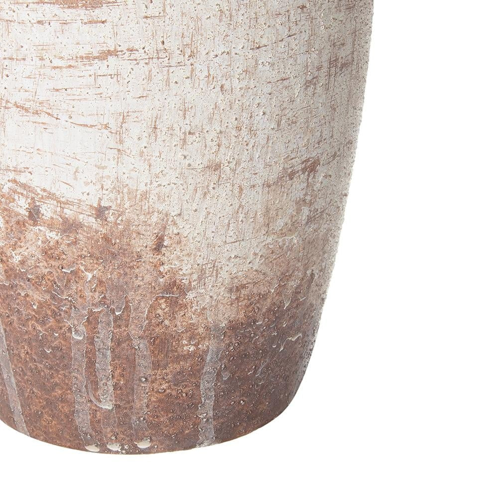 12" Ivory and Brown Faded Cylinder Jug Vase