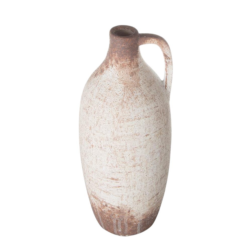 12" Ivory and Brown Faded Cylinder Jug Vase