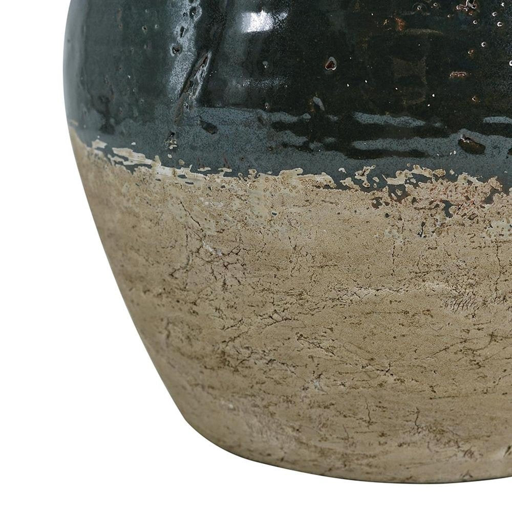 13" Dark Green Terracotta Amphora Jug Vase