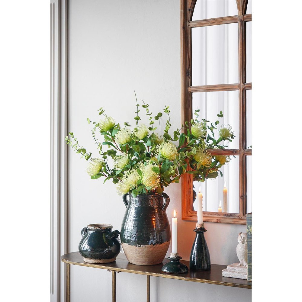 13" Dark Green Terracotta Amphora Jug Vase