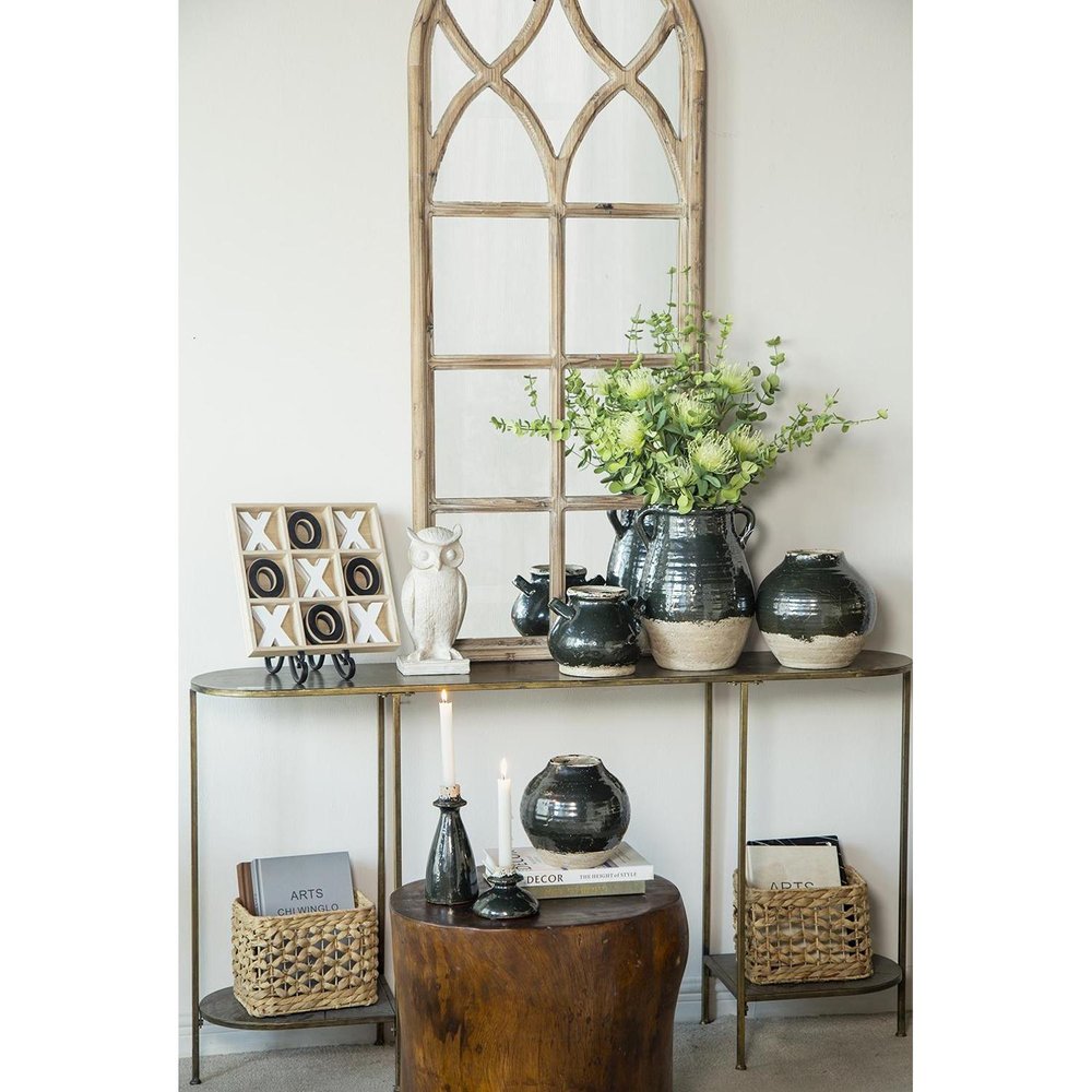 13" Dark Green Terracotta Amphora Jug Vase