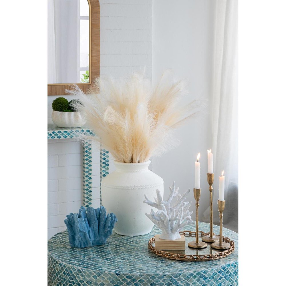 14" White Terracotta Coastal Vase