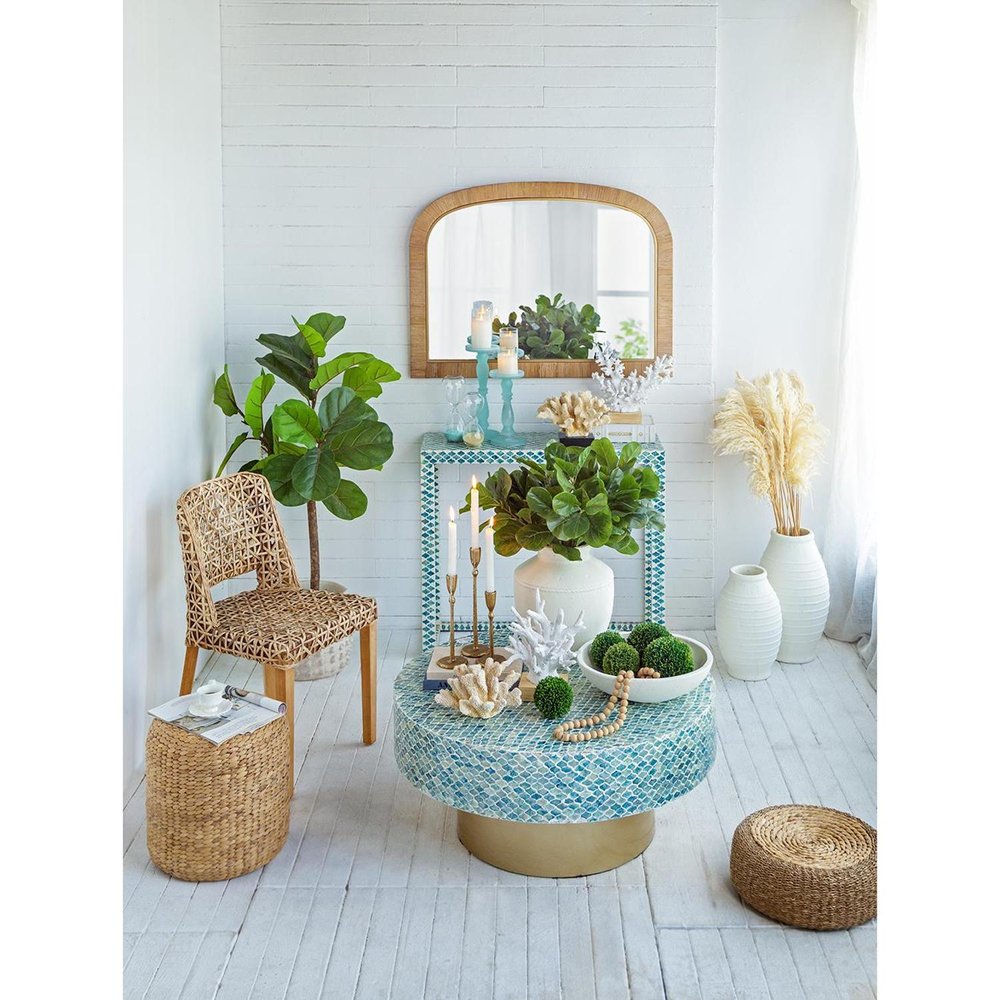 16" White Terracotta Coastal Vase