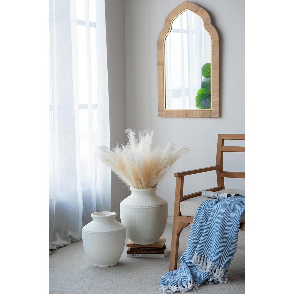 16" White Terracotta Coastal Vase