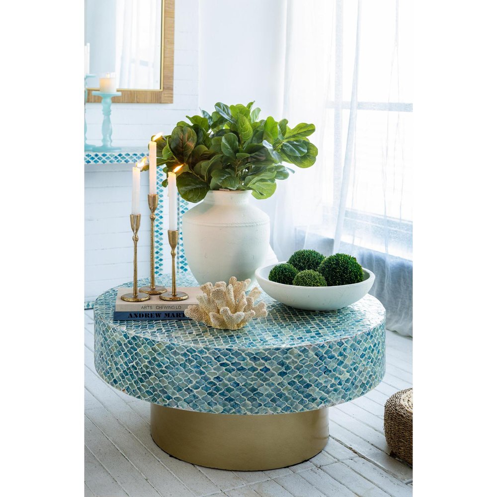 16" White Terracotta Coastal Vase