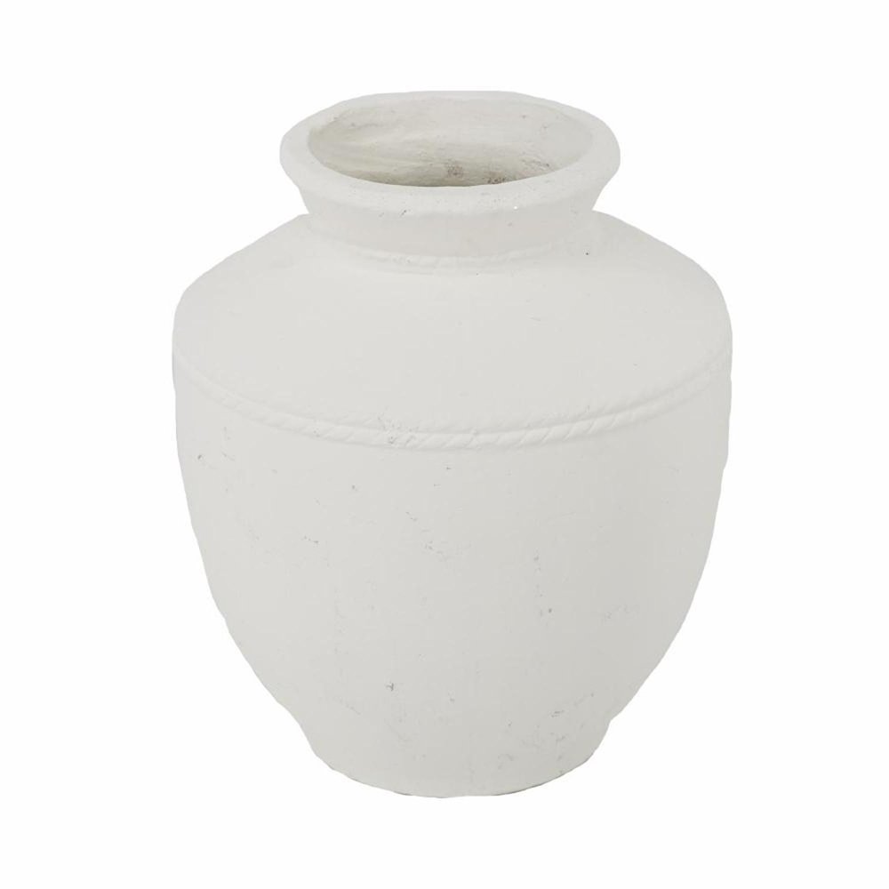 16" White Terracotta Coastal Vase
