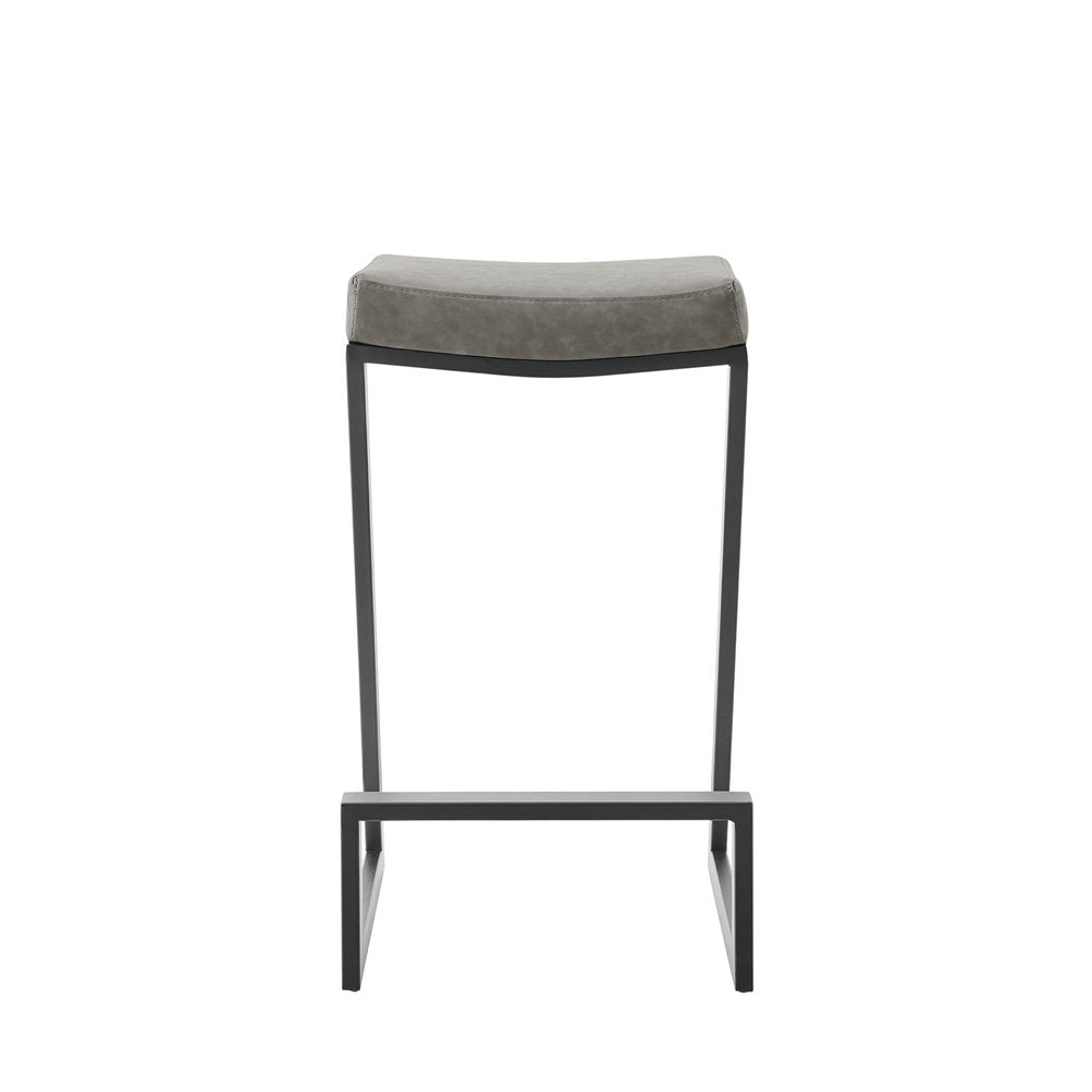 26" Gray and Black Faux Leather Backless Z Barstool