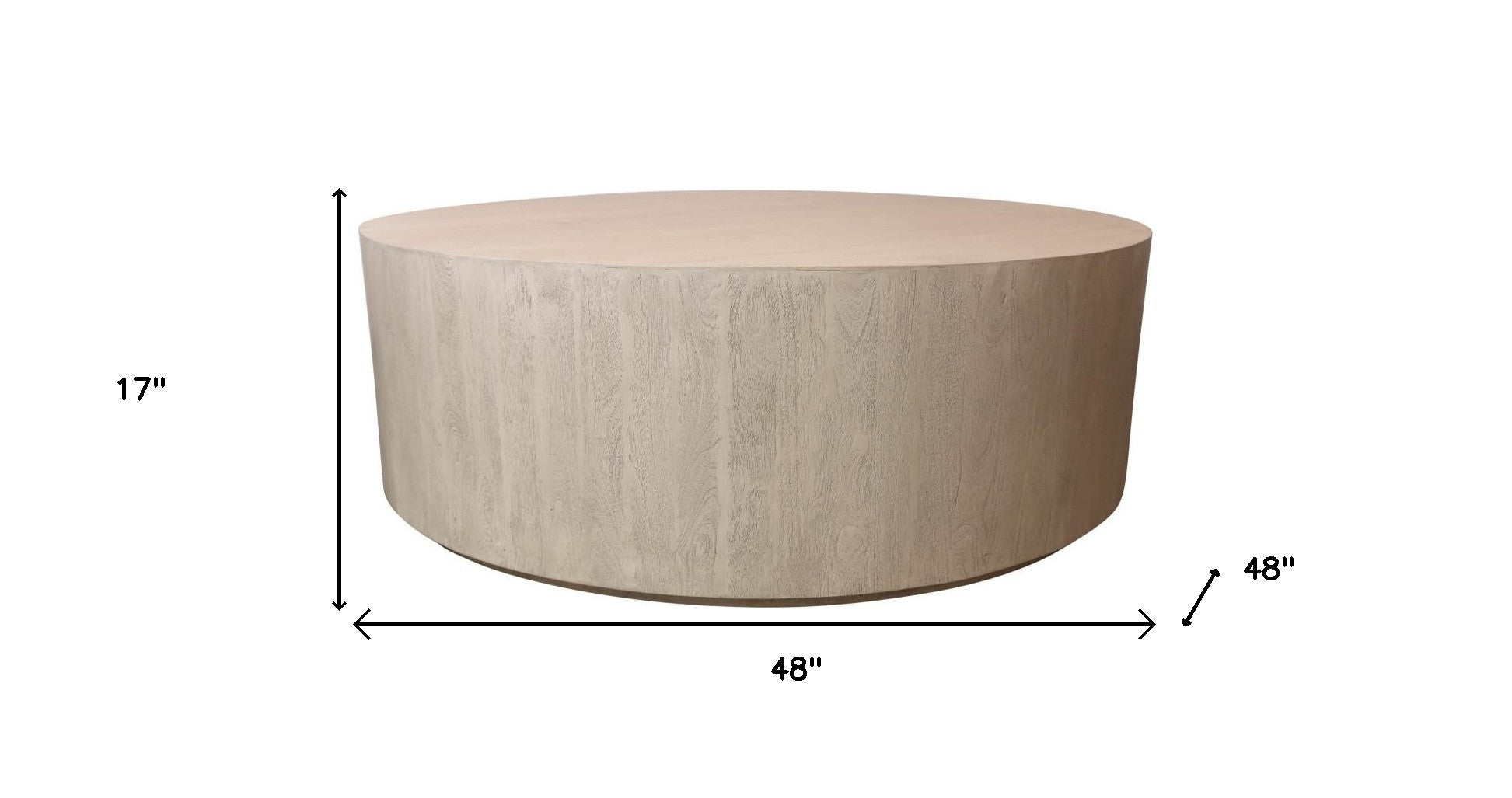48" Natural Solid Wood Round Coffee Table