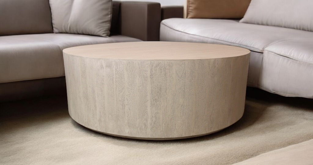 48" Natural Solid Wood Round Coffee Table