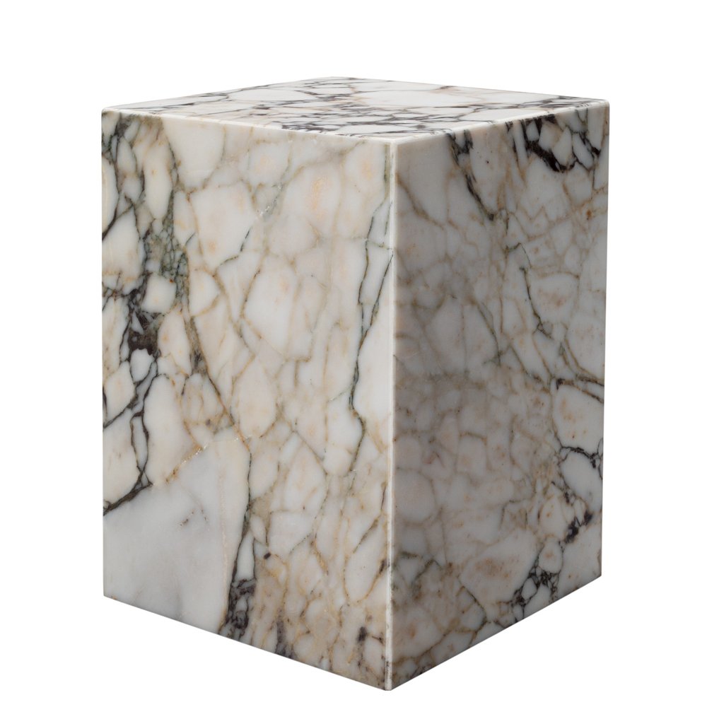 20" Ivory Marble Block End Table