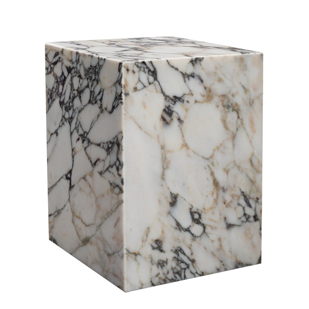20" Ivory Marble Block End Table